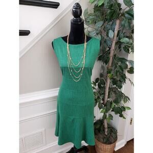 Enfocus Studio Fit & Flare Dress Womens Size 12 Green Sleeveless Button Detail
